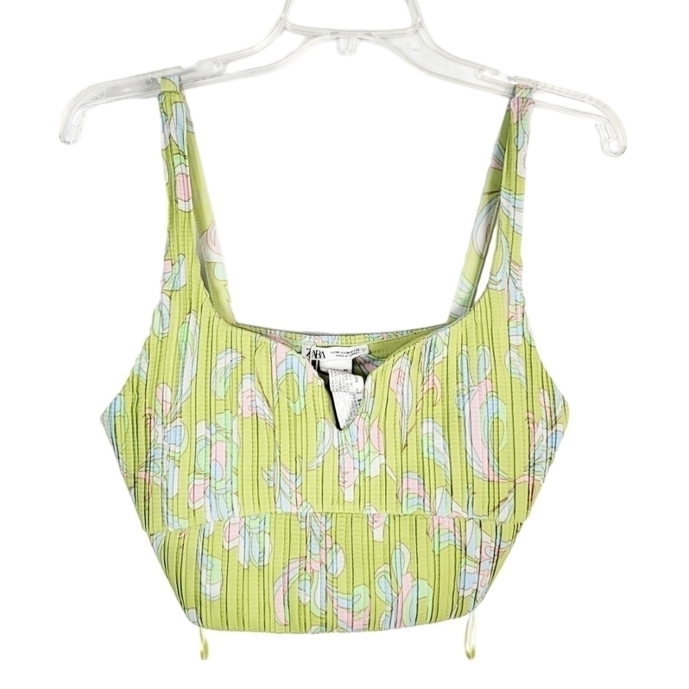 ZARA printed pleated crop top spring